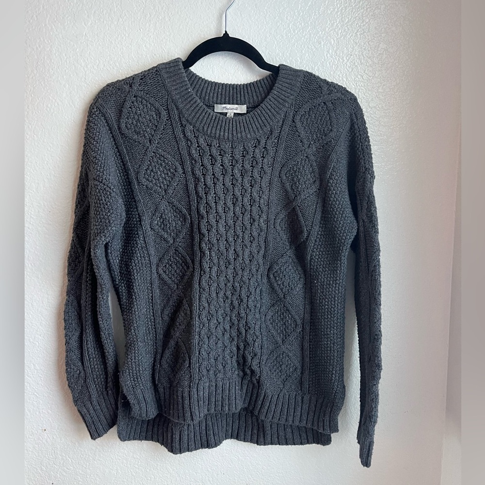 Madewell Charcoal Cable Knit Sweater